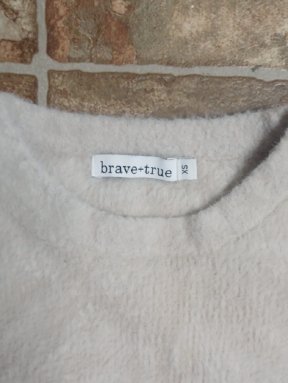 Brave+true Faux Cashmere Crewneck Sweater in Cream - Picture 3 of 7